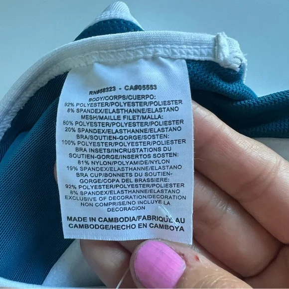 Nike Fit Dry Teal and White Tank Razor back with Bra NWT - Picture 7 of 9